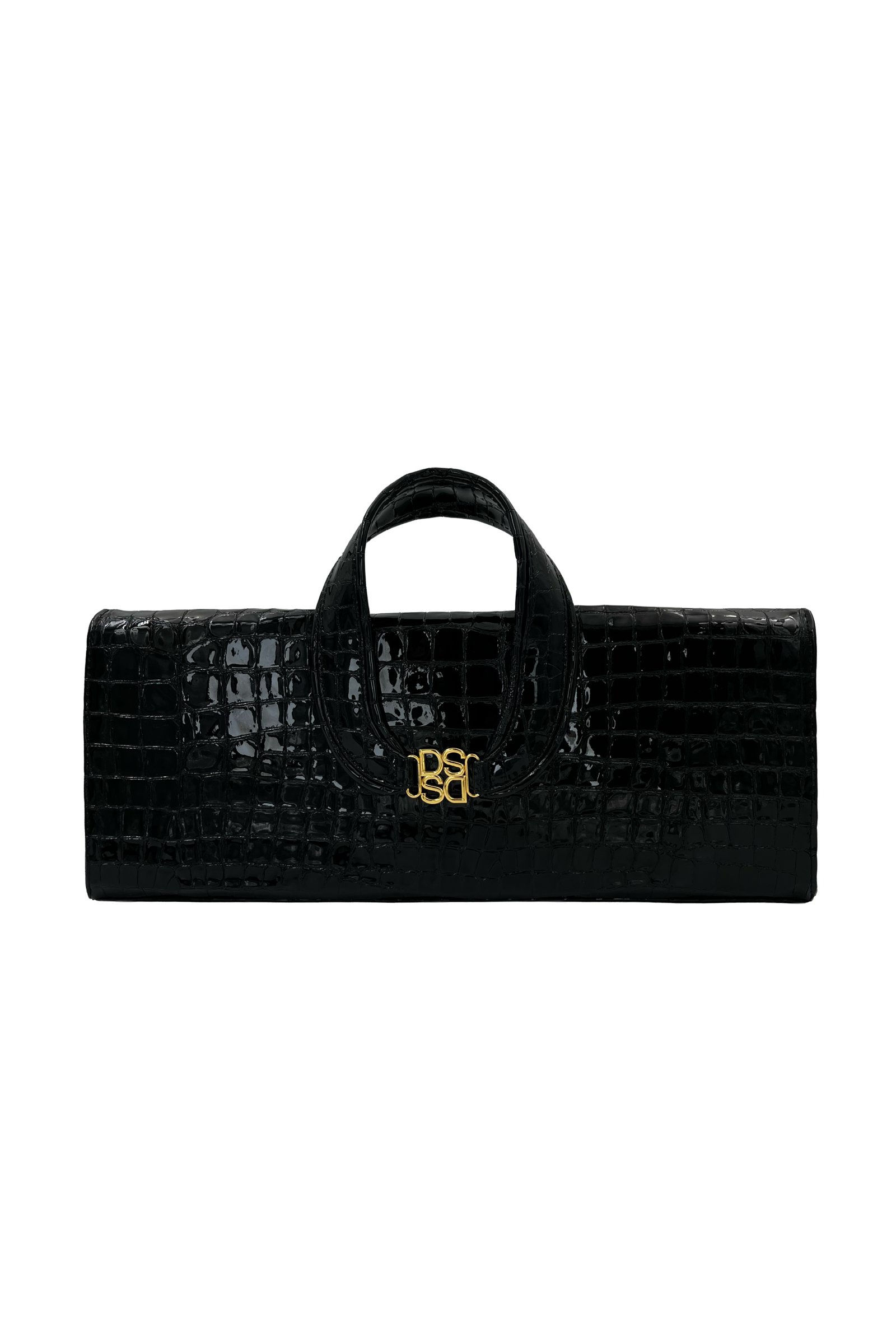 Teddy Bag Black Patent Croco